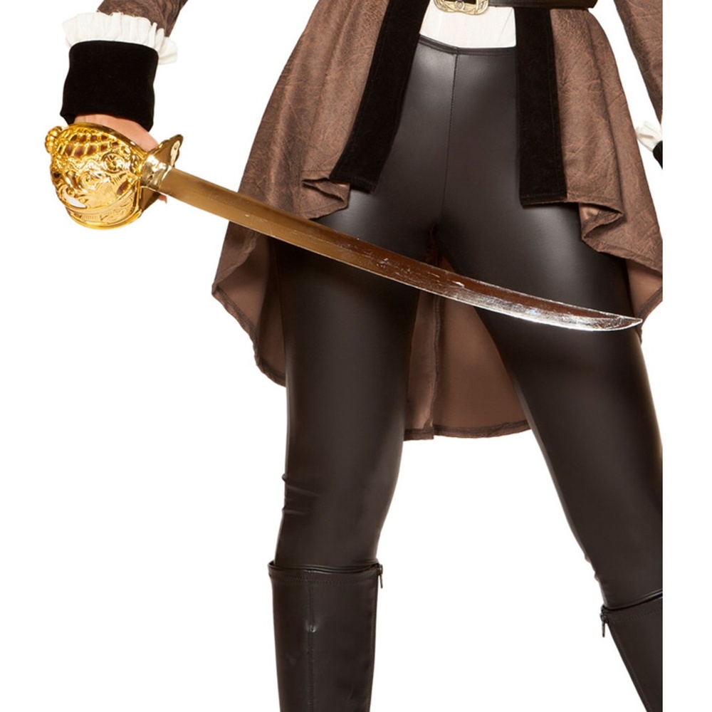 Long Pirate Sword with Gold Round Handle - Picture 4 of 5